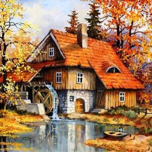 HAFT DIAMENTOWY JESIENNY PEJZAŻ DIAMOND PAINTING MOZAIKA DIAMENTOWA ZESTAW 5D 40X30CM