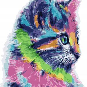 Haft diamentowy Kolorowy kotek mozaika diamentowa diamond painting 40x30cm DP062