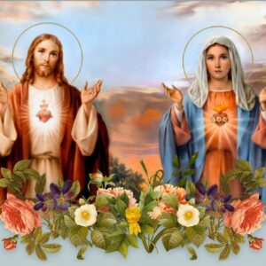 Haft diamentowy Serce Jezusa i Serce Maryi mozaika diamentowa diamond painting 40x30cm DP140