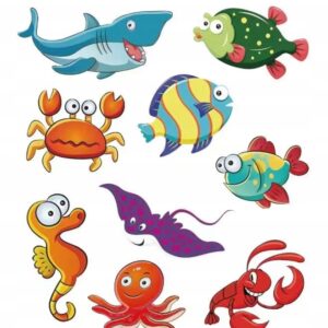 Haft diamentowy diamond painting 5D naklejki dla dzieci Morskie zwirzątka D23