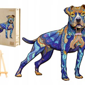 PUZZLE DREWNIANE DLA DOROSŁYCH DUŻE 250 ELEMENTÓW PITBULL DREWNIANE PUDEŁKO