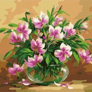 Haft diamentowy Kwiaty w wazonie mozaika diamentowa diamond painting 40x30cm DP081