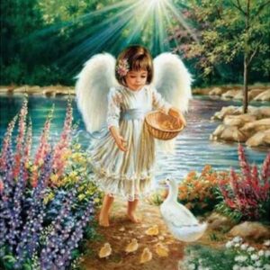 Haft diamentowy duży 60x40cm Anioł aniołek mozaika diamentowa diamond painting DP265