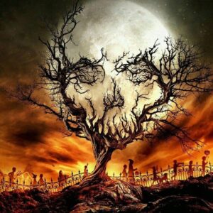 Haft diamentowy Drzewo haloween mozaika diamentowa diamond painting 40x30cm DP156