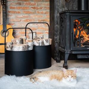 Wytrzymałe nosidło na drewno kominkowe – Stojak/kosz na opał, praktyczny i stylowy 38 cm