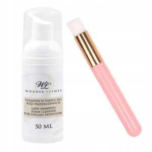 Szampon do rzęs i brwi Wonder Lashes 50ml + Pędzel do mycia rzęs Różowy