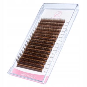 Rzęsy Kolorowe Premium Lashes MIX M 0.07 7-15mm 16 pasków JASNE BRĄZOWE