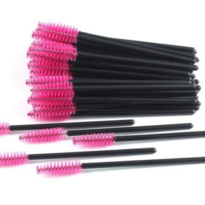 SZCZOTECZKI DO RZĘS I BRWI 50szt. Spiralki Czarno różowe