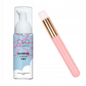 Szampon do rzęs i brwi 3w1 OKO 80ml + Pędzel do mycia rzęs Różowy