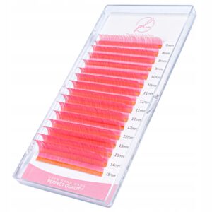 Rzęsy Kolorowe Premium Lashes MIX D 0.07 7-15mm 16 pasków RÓŻOWE