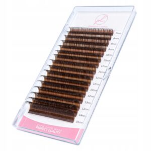 Rzęsy Kolorowe Premium Lashes MIX D 0.10 7-15mm 16 pasków JASNE BRĄZOWE