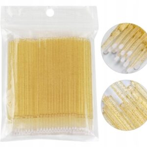 Aplikatory do rzęs Microbrush Brokat Kryształ Złote 100x