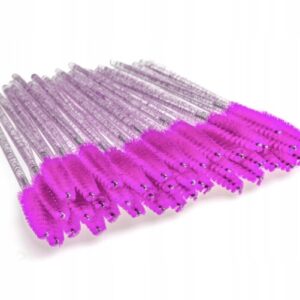 Szczoteczki do rzęs i brwi spiralki jednorazowe brokatowe Fioletowe 50szt.