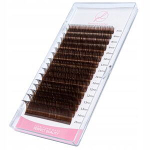 Rzęsy Kolorowe Premium Lashes MIX L 0.07 7-15mm 16 pasków CIEMNO BRĄZOWE