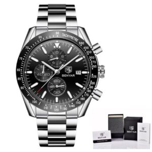 Srebrny zegarek męski na bransolecie Benyar Speedmaster srebrny bransoleta